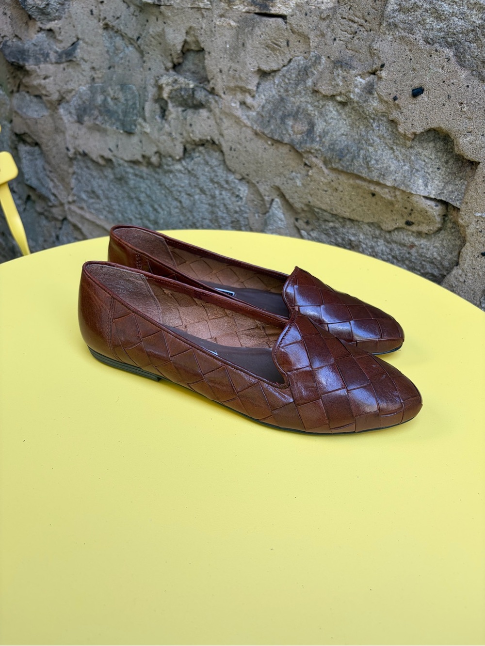 Vintage Women’s Woven Leather Brown Loafers